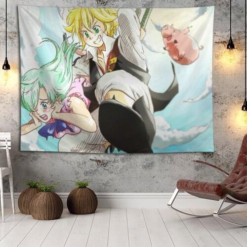 Hot Sale Custom Anime Nanatsu no Taizai Printed Tapestry Background Decorative Tapestry Various Sizes Wall Hanging Decor