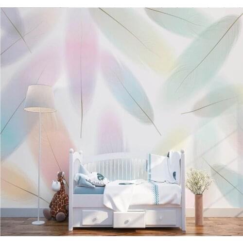 XUESU Literary simple gradient fresh color feather background wall custom wallpaper simple fashion wall covering
