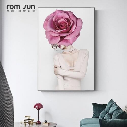 LS Nordic Beauty Woman Classical Canvas Painting Flowers Posters And Prints Wall Pictures For Living Room Girls Room Creative HD