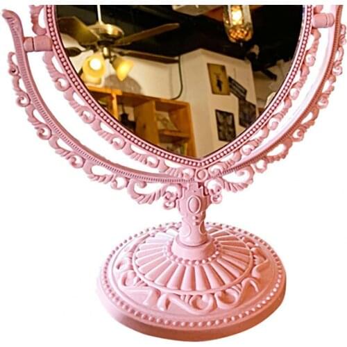 Cosmetic Mirror Decorative Mirror Functional Durable Desk Type Antique Vintage European Style Desktop Makeup Mirror for Makeup