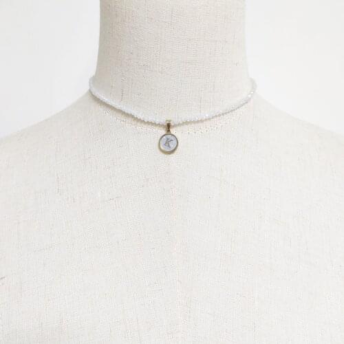 Fashionable Simple Shell Letter Pendant Necklace Personalized Customization White Crystal Necklace Women Exquisite Minimalist