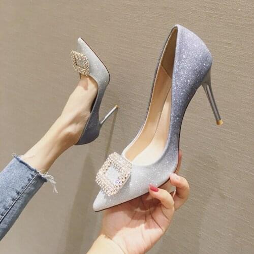 2020 Fashion Women Pumps Delicate Sweet Bowknot High Heel Shoes Shallow Pointed Stiletto Pumps Pointed Toe Thin Dress Shoes