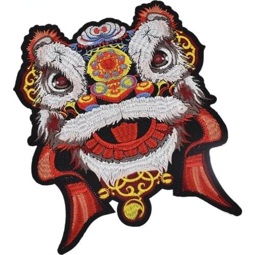 Large Dancing Lion Tiger Animal Patches Sewing Embroidered Applique for Jacket Clothes Stickers Badge DIY Apparel Accessories