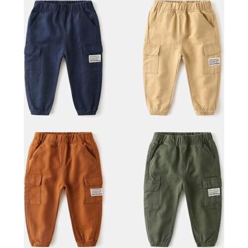 2021 New Boys Pants Leisure Loose Pants for Children Cotton Casual Trousers Kids Clothes E2002