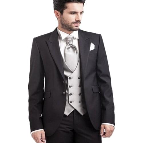 3 Piece Slim Fit Black Men Formal Suit Custom Groom Tuxedo Wedding Men Suit Prom Wedding Men High End Suit Set