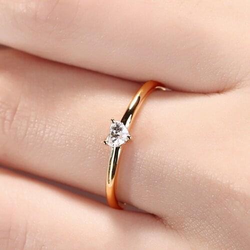 Little Heart Shaped Gold Color Wedding Engagement Ring Jewellry Zircon ring Romantic Fashion Rings For Women Jewelry