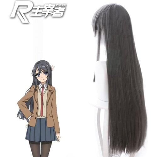 New Rascal Does Not Dream Of Bunny Girl Senpai Sakurajima Mai Cosplay Wigs Synthetic Hair Long Straight Gray Hair Headgear Role