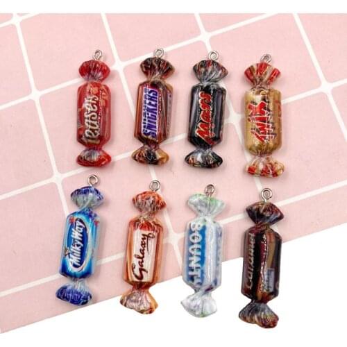 10pcs/20pcs/pack Chocolate Candy Resin Charms for Earring Key Chain Necklace Pendant Jewelry Findings Making 38x12mm