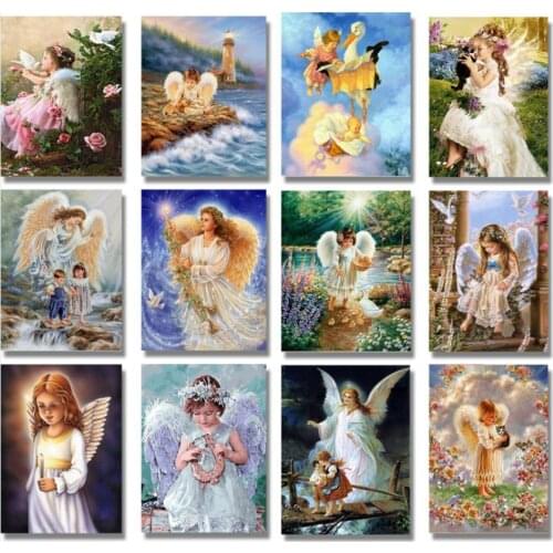 Full square diamond painting angel wings girls mosaic art fairy embroidery cross stitch rhinestone picture puzzle wall decor diy