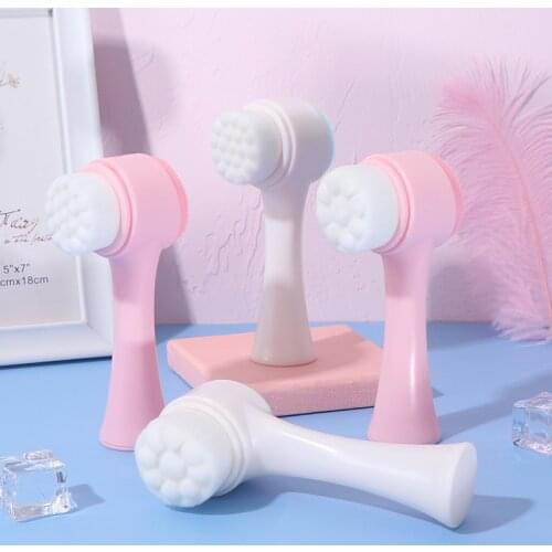 Portable 1PC 3D Double Side Silicone Face Cleanser Brush Face Cleaning Massage Exfoliating Blackhead Facial Massage Washing