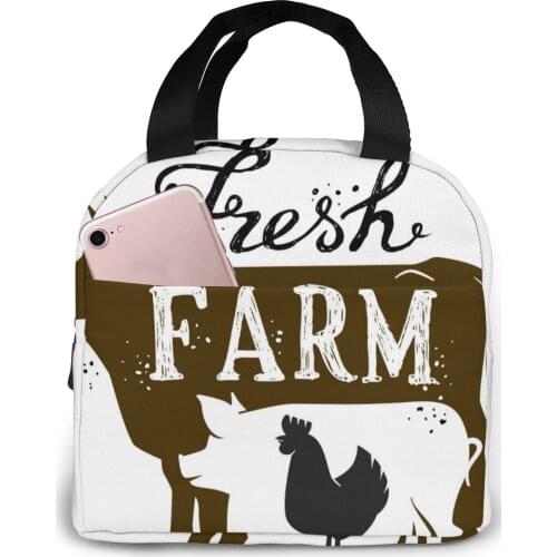 Portable Lunch Bag Farm Animal Fresh Thermal Insulated Lunch Box Tote Cooler Bag Bento Pouch Lunch Container Food Storage Bag