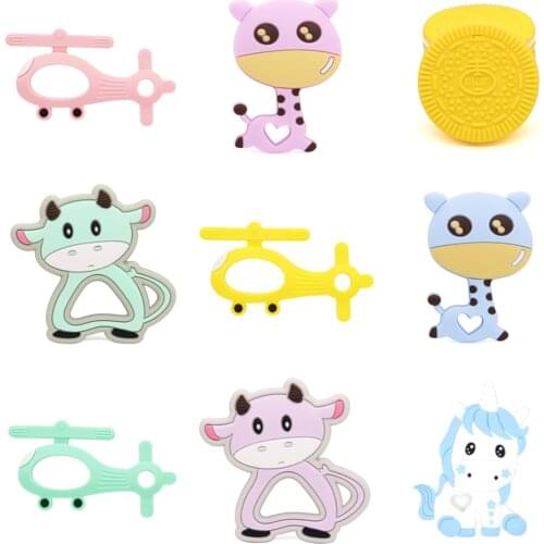 Baby Teether BPA Food Grade Teething Teether Toy Animal Shape Baby Squirrel Elephant Teether Silicone Beads DIY Chain Gift