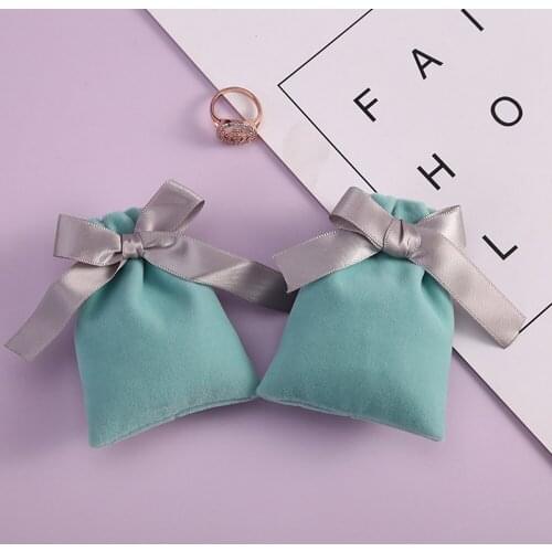 Coloful Velvet bag Jewelry Packing Velvet Drawstring Pouches Gift Bags Bandage Bow Can Present Sweets Candy Pouches New