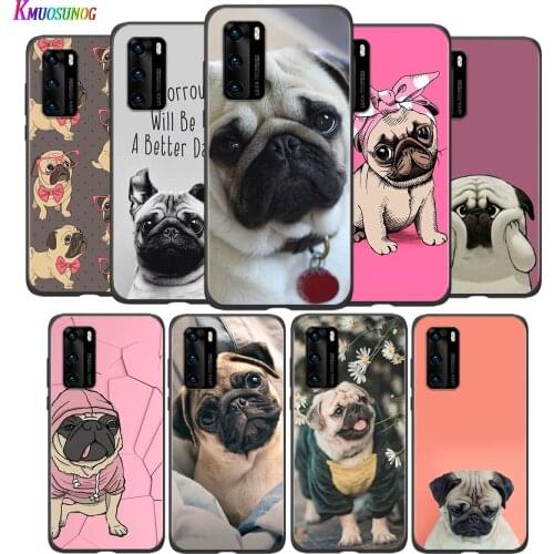 Silicone Cover Puppy Pug Dog for Huawei P30 P20 P40 Lite E Pro P Smart Z Plus 2019 2020 P10 Lite Phone Case