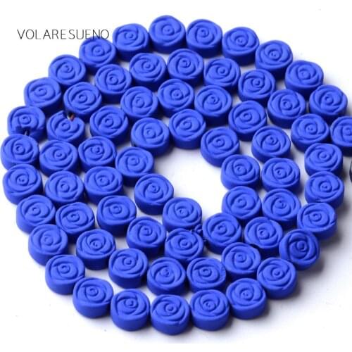 Blue Hematite Stone Natural Stone Rubber Matte Round Petal Beads For Jewelry Making 6mm Space Loose Beads Diy Bracelet 15inches