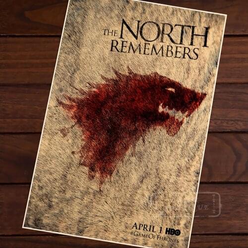 The North Remembers Game of Throns Map Classic Vintage Retro Kraft Decorative Poster Maps Home Bar Posters Wall Canvas Sticker D