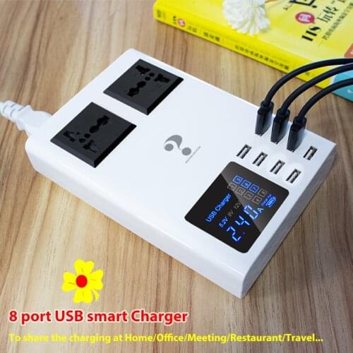 Universal Smart 8 port USB Charger Power Adapter Fast Charging Mobile Wall Charger for Xiaomi Samsung iphone X 7 8 Laptop Socket