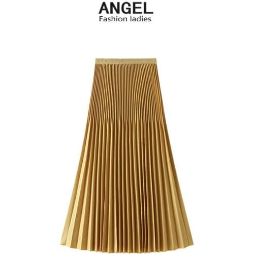 Narrow the wide five-color elastic waist on pleated skirts