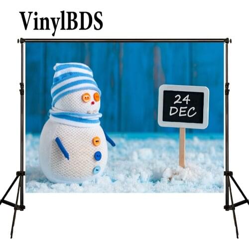 VinylBDS Christmas Photography Background Snowman Blue Wooden Backdrop Snowflakes Backdrop Newborn Backdrops for Photo Studio