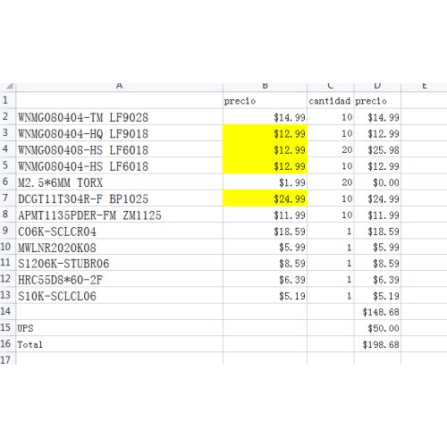 WNMG080404-TM LF9028+WNMG080404-HQ LF9018+WNMG080408-HS LF6018+WNMG080404-HS LF6018+M2.5*6MM TORX+DCGT11T304R-F BP1025+APMT1135P