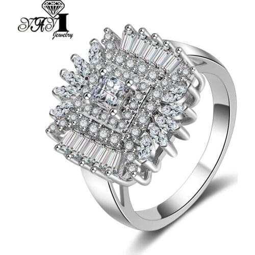YaYI Jewelry Fashion Princess Cut 7.3 CT White Zircon Silver Color Engagement Rings wedding Heart Rings Party Rings Gifts 1173
