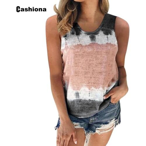 2020 Womens Tank Top Summer Casual Shirt Plus Size Ladies Sleeveless Tees Leisure Patchwork Color Print Vest Clothing Femme