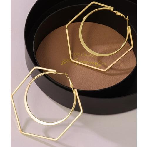 POXAM Korean Geometric Vintage Earrings For Women Fashion Statement Acrylic Gold Simple Drop Dangle Earrings 2020 Female Jewelry