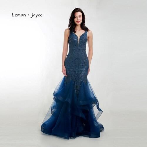 Lemon joyce Formal Evening Dresses 2020 New Arrival Sexy Backless V-neck Mermaid Party Gowns robe de soiree вечернее платье