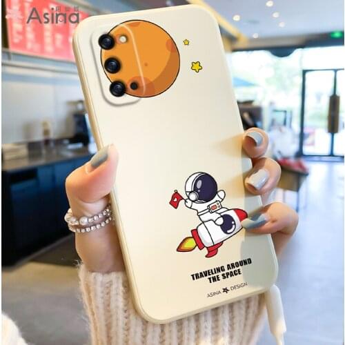 ASINA Liquid Silicone Case For OPPO Reno 6 5 4 3 2 Pro Cute Cartoon Straight Edge Cover Bumper For Realme X7 Find X3 Lite Fundas