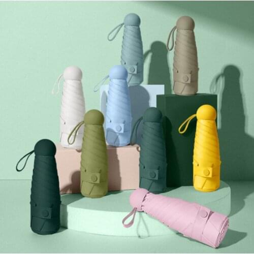 1PC 9 Colors Summer Sunscare Umbrella Windproof anti-UV Protection 5 Folding Portable Travel Rain Women Children Pocket Parasol