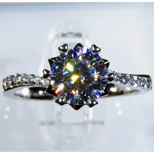 10K Au417 White Gold Women Ring Moissanite Diamonds 1 2 3 4 5 Carat Round Snowflake Wedding Party Engagement Anniversary Ring