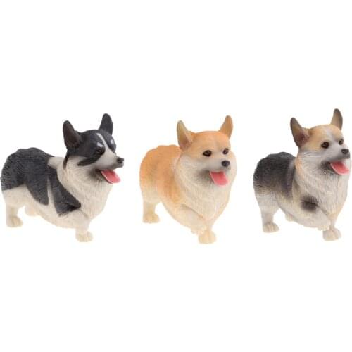 3Pcs Creative Handcraft Resin Small Welsh Corgi Dog Figurine Ornament for Car/Desktop/Bookcase