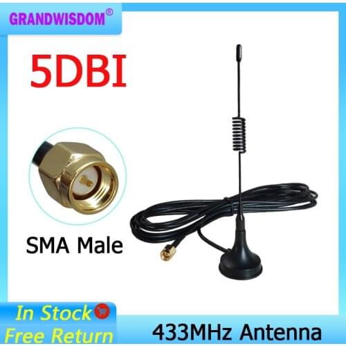 5dbi 433Mhz Antenna 433 MHz antena GSM SMA Male Connector with Magnetic base for Ham Radio Signal Booster Wireless Repeater