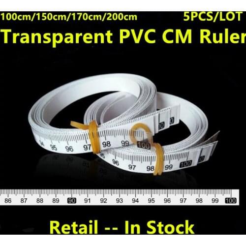 5PCS/LOT 100CM/150CM/170CM/200CM Transparent PVC Centimeter Ruler DIY Self Adhesive Measuring Tape Ruler Sticker