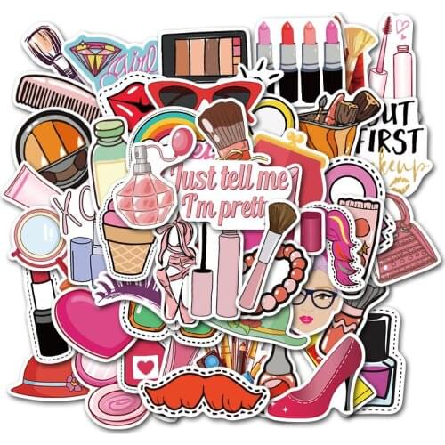 Pack of 50pcs Wholesale Cosmetic Make Up Beauty For Girls Decal Guitar Laptop Skateboard Motor Bottle Car Decal