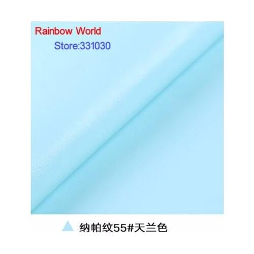55# light blue High Quality Nappa Stripes vein grain PU Leather fabric for DIY sofa bed shoes bags Garment material(138*100cm)