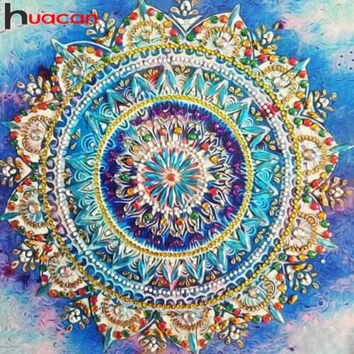Huacan Diamond Embroidery Mandala 5D DIY Diamond Painting Kit Flower Mosaic Gift Needlework Wall Art Bedroom Decoration