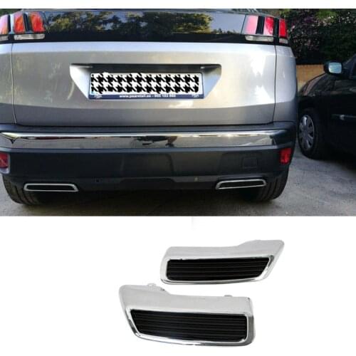 Car Styling Exterior ABS Rear Exhaust Muffler End Pipe Replacement Kit 2pcs For Peugeot 3008 Allure Active 5008 2017 2018
