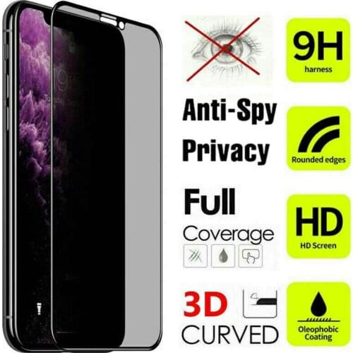 Free Post 50pcs Anti-Spy Privacy Tempered Glass Silk Screen Protector for iPhone 12 Mini Pro Max 11 X XS Max XR 8 7 6 Plus
