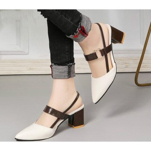 Sandals Hollow Coarse Sandals High-heeled Shallow Mouth Pointed Pumps Female Sexy High Heels Large Fashion Woman Shoes