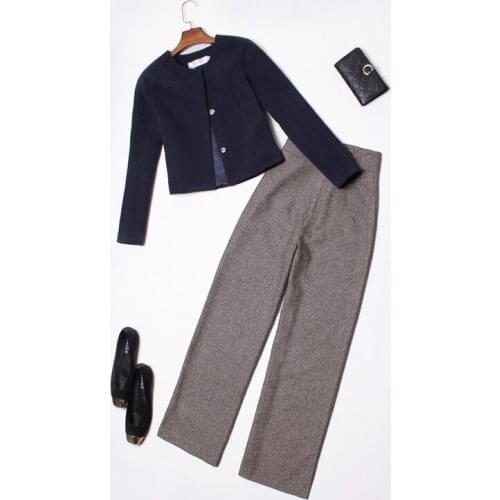 Autumn Winter Pant Suit For Women Stylish Short Blazer Jacket High Waist Pants Formal Ladies Business Office Work Korean Style