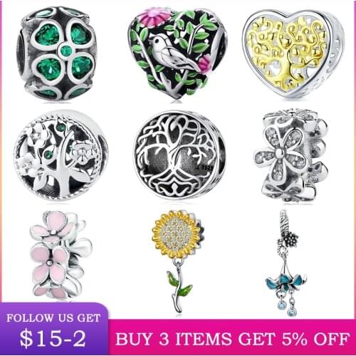 LByzHan Hot Sale S925 Sterling Silver Cololful Flower Charms Beads Fit Original 3mm Bracelet Dropshipping DIY Jewelry Making