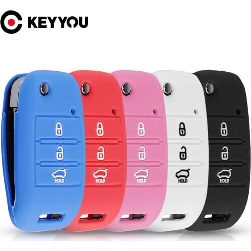 KEYYOU 3 Buttons Silicone Car Key Cover Case For KIA Sid Rio Soul Sportage Ceed Sorento Cerato K2 K3 K4 K5 Auto Case Protection