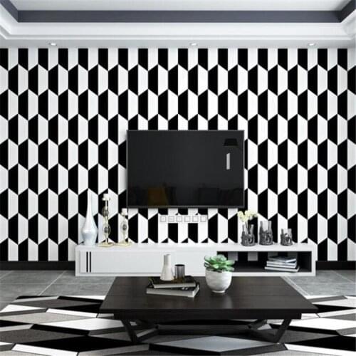 Beibehang Black and white wallpaper modern minimalist nordic style geometric living room bedroom dining background wallpaper