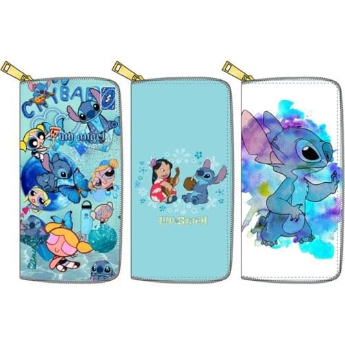 Disney Stitch Wallet girl boy cartoon pu coin purse children Clutch kid card holder