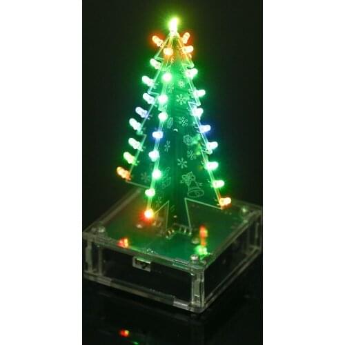 DIY Christmas Tree Colorful Easy Making LED Light Acrylic Christmas Tree with Music Electronic Learning Kit Module