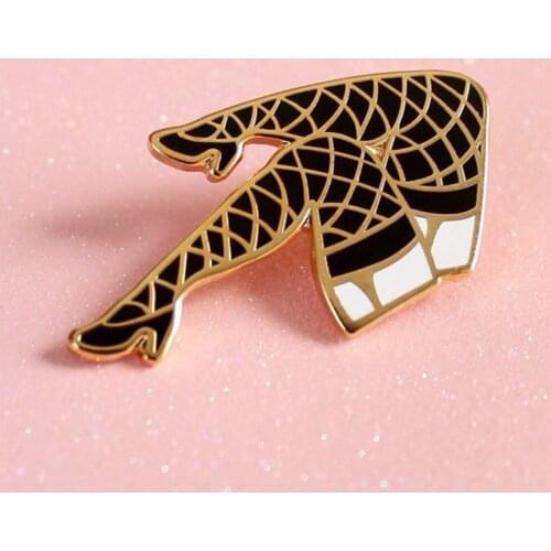Sexy Fishnet Legs Brooch Pins Enamel Metal Badges Lapel Pin Brooches Jackets Jeans Fashion Jewelry Accessories