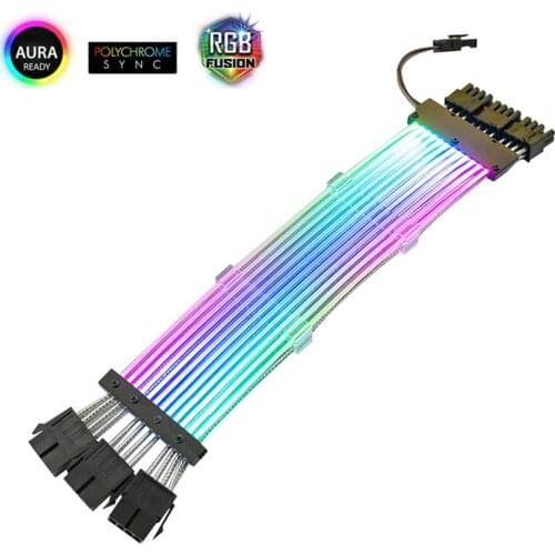 GPU Extension Cable 3X8Pin 5V ARGB Extension Cord RGB Cable SYNC AURA Connector for PC Case