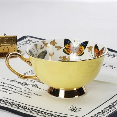 Fine bone china coffee cup and saucer and spoon, funny fashion design, zakka tazas cafe espresso cup, european coffee mug