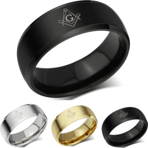 MASONIC RING Titanium Ring Men Stainless Steel Jewelry